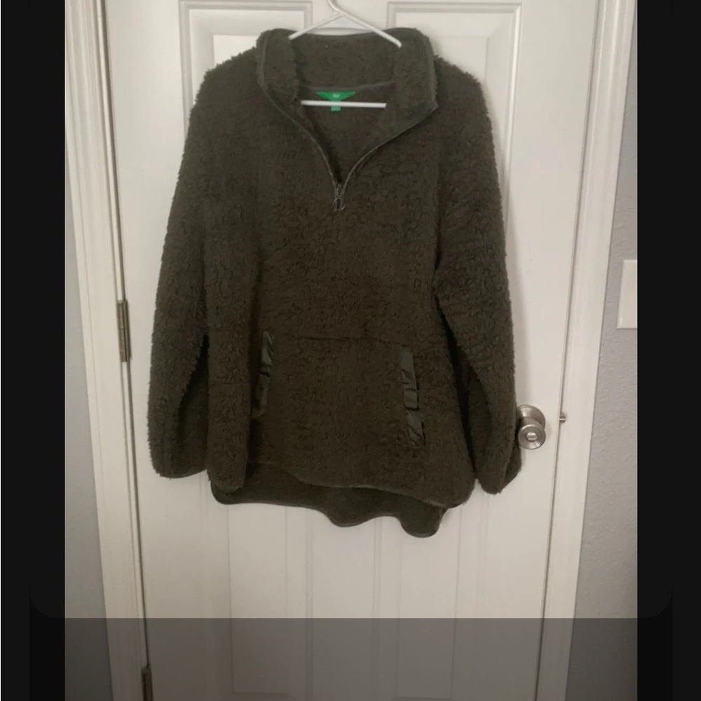 dip Olive Green Fleece Jacket